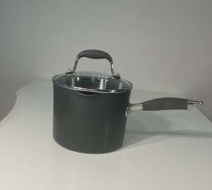 Anolon Advanced Hard Anodized Nonstick Straining Saucepan w/ Lid, 3.3 Quart